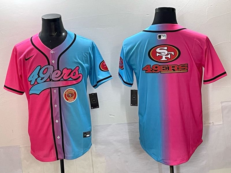 Men 2025 San Francisco 49ers Blank Blue pink Nike Limited NFL Jersey style 011->san francisco 49ers->NFL Jersey